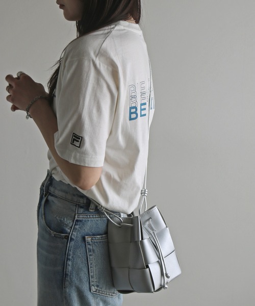 FILA（フィラ）の「ＦＩＬＡ３段ロゴバックプリントＴシャツ（Tシャツ/カットソー・レディース・スミクロ/ネイビー/ホワイト/ピンク/ブラック/オフホワイト/杢グレー・M/L/XL）」の14枚目の写真