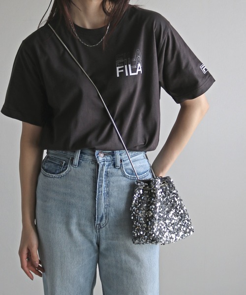 FILA（フィラ）の「ＦＩＬＡ３段ロゴバックプリントＴシャツ（Tシャツ/カットソー・レディース・スミクロ/ネイビー/ホワイト/ピンク/ブラック/オフホワイト/杢グレー・M/L/XL）」の20枚目の写真
