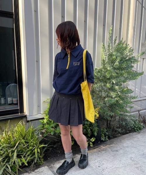 nemne store(ネンネストア)の「《低身長サイズあり》配色ハーフジップポロTシャツ(Tシャツ/カットソー・レディース・オートミール/ネイビー/レッド・SMALL/MEDIUM)」の16枚目の写真