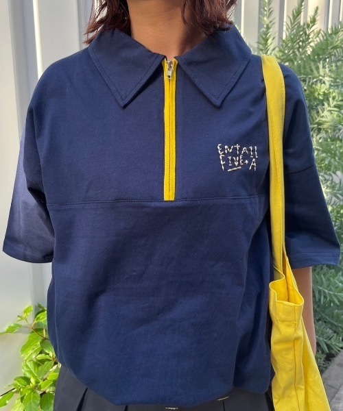nemne store(ネンネストア)の「《低身長サイズあり》配色ハーフジップポロTシャツ(Tシャツ/カットソー・レディース・オートミール/ネイビー/レッド・SMALL/MEDIUM)」の14枚目の写真