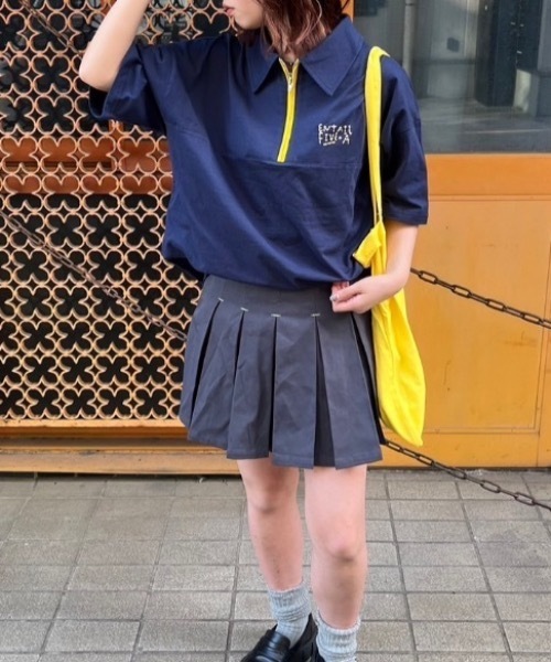 nemne store(ネンネストア)の「《低身長サイズあり》配色ハーフジップポロTシャツ(Tシャツ/カットソー・レディース・オートミール/ネイビー/レッド・SMALL/MEDIUM)」の18枚目の写真