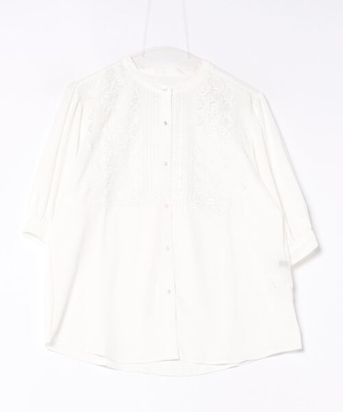 INTERPLANET(インタープラネット)の「デシン*レース5分袖ブラウス(シャツ/ブラウス・レディース・オフホワイト/グレイッシュベージュ/ブラック・FREE)」の21枚目の写真