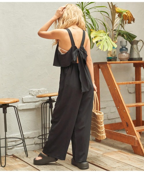 anap mimpi(アナップミンピ)の「バックリボンウエスト切替オールインワン(サロペット/オーバーオール・レディース・ピンク/ブラック・FREE)」の7枚目の写真