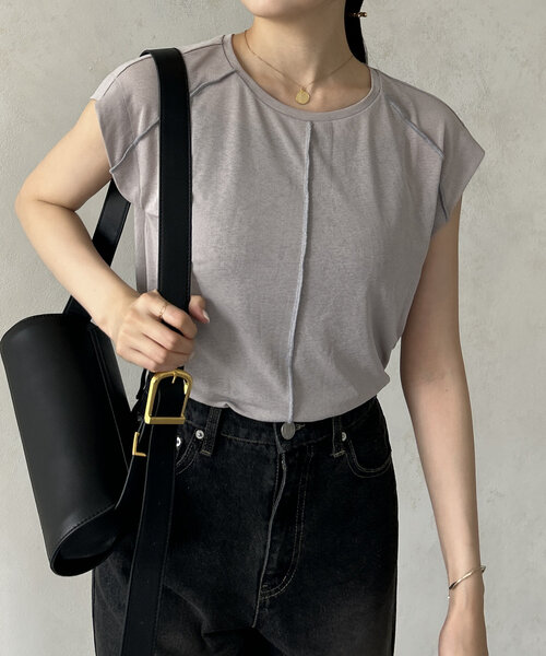 Thevon(ゼボン)の「配色シームシアーフレンチプルオーバー(Tシャツ/カットソー・レディース・ブラック/グレー/ブラウン/オフホワイト・FREE)」の3枚目の写真