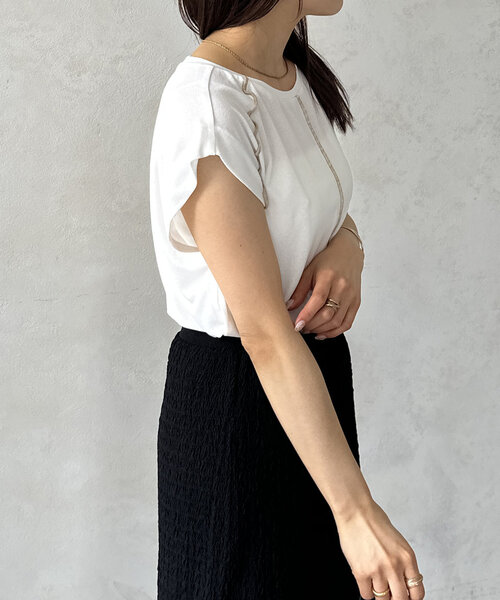 Thevon(ゼボン)の「配色シームシアーフレンチプルオーバー(Tシャツ/カットソー・レディース・ブラック/グレー/ブラウン/オフホワイト・FREE)」の7枚目の写真