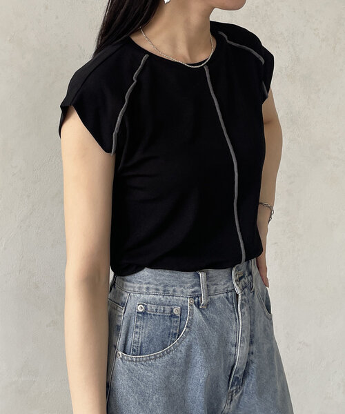 Thevon(ゼボン)の「配色シームシアーフレンチプルオーバー(Tシャツ/カットソー・レディース・ブラック/グレー/ブラウン/オフホワイト・FREE)」の21枚目の写真