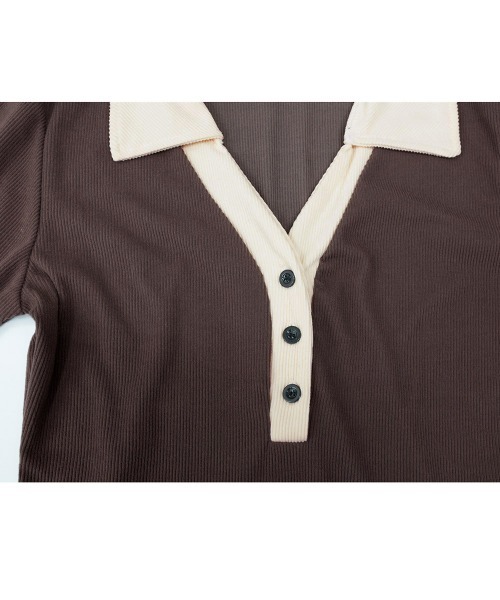 Miniministore(ミニミニストア)の「配色リブポロワンピース レディース(ワンピース・レディース・ブラウン/ブラック・FREE)」の8枚目の写真