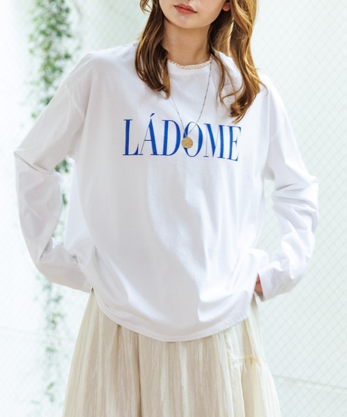 MICA&DEAL（マイカ＆ディール）の「別注【MICA&DEAL /マイカアンドディール】LADOME プリントロンT / 長袖Tシャツ / ロゴT（Tシャツ/カットソー・レディース・グレイッシュベージュ/ホワイト/スミクロ・フリー）」の2枚目の写真