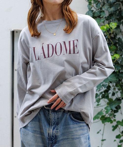 極美品♦︎マイカアンドディール LADOMEプリントロンT グレージュ 別注【MICA&DEAL /マイカアンドディール】LADOME プリントロンT
