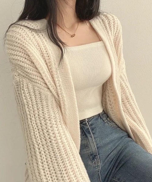 セール】リブ編み ニットカーディガン（カーディガン/ボレロ）｜GEMEDA