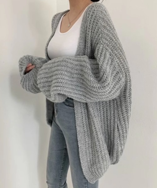 セール】リブ編み ニットカーディガン（カーディガン/ボレロ）｜GEMEDA