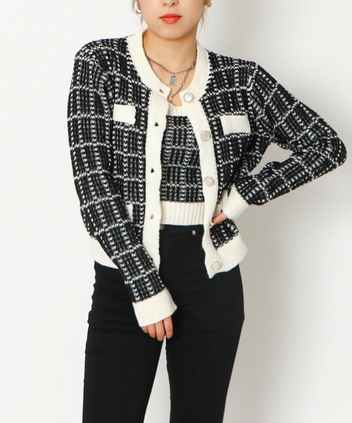 GORGE(ゴージ)の「ニットツィードキャミ+カーデSET(アンサンブル・レディース・ブラック/アイボリー/ブラウン・F)」の15枚目の写真