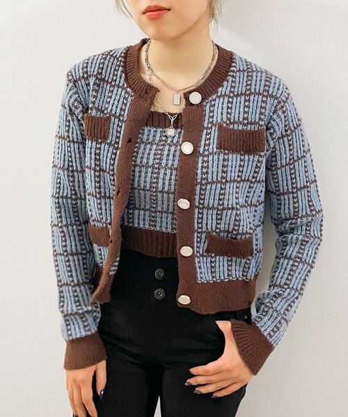 GORGE(ゴージ)の「ニットツィードキャミ+カーデSET(アンサンブル・レディース・ブラック/アイボリー/ブラウン・F)」の14枚目の写真