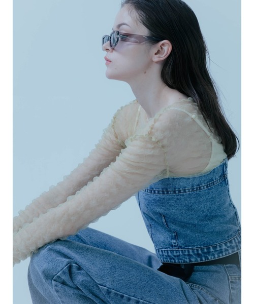 :ETHROF(イーサオブ)の「DENIM BARE BUSTIER(その他トップス・レディース・グレー・MEDIUM)」の5枚目の写真