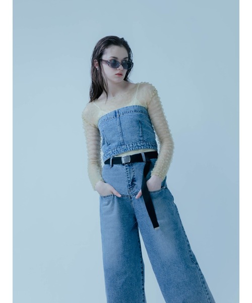 :ETHROF(イーサオブ)の「DENIM BARE BUSTIER(その他トップス・レディース・グレー・MEDIUM)」の6枚目の写真