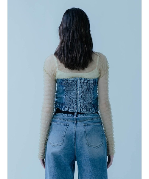 :ETHROF(イーサオブ)の「DENIM BARE BUSTIER(その他トップス・レディース・グレー・MEDIUM)」の2枚目の写真
