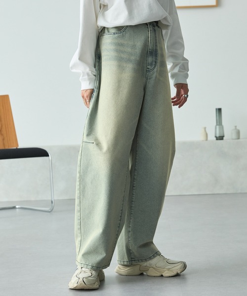 MONO-MART（モノマート）の「ヴィンテージメイクバギーカーブペインターデニムパンツ（デニムパンツ・メンズ・グレー/ブラック/インディゴブルー/サックスブルー・L/M/S）」の3枚目の写真