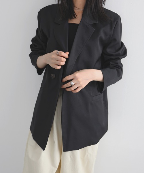 LIAN（リアン）の「ダブルテーラードジャケット（テーラードジャケット・レディース・グレイッシュベージュ/ブラック/グレー・FREE）」の8枚目の写真