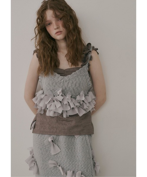 メニーリボンニットビスチェ【セットアップ対応】（その他トップス