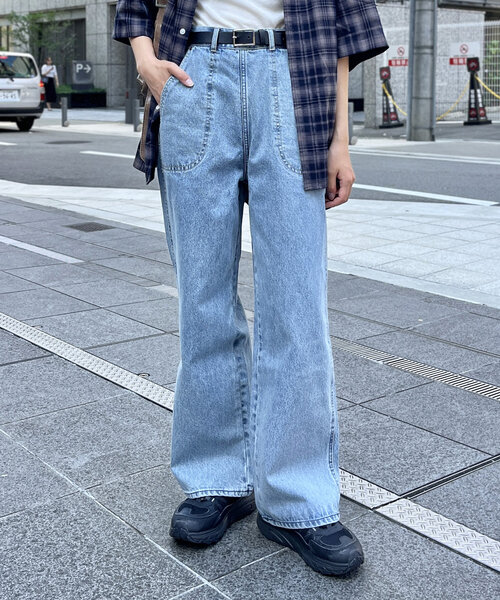 CPCM（シーピーシーエム）の「USAコットンランチパンツ（デニムパンツ・レディース・ネイビー/サックスブルー/ブルー・LARGE/MEDIUM）」の2枚目の写真