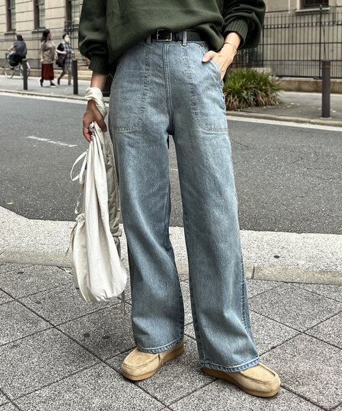 CPCM（シーピーシーエム）の「USAコットンランチパンツ（デニムパンツ・レディース・ネイビー/サックスブルー/ブルー・LARGE/MEDIUM）」の3枚目の写真