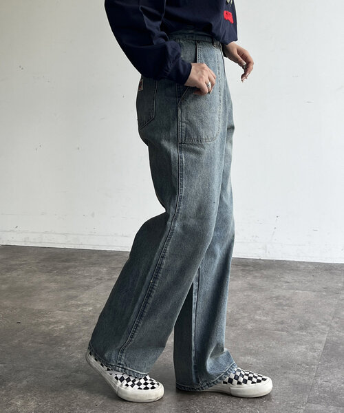 CPCM（シーピーシーエム）の「USAコットンランチパンツ（デニムパンツ・レディース・ネイビー/サックスブルー/ブルー・LARGE/MEDIUM）」の8枚目の写真