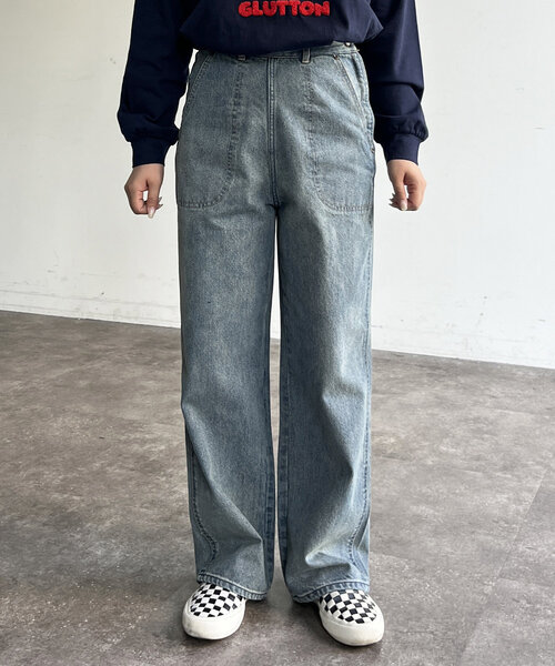 CPCM（シーピーシーエム）の「USAコットンランチパンツ（デニムパンツ・レディース・ネイビー/サックスブルー/ブルー・LARGE/MEDIUM）」の10枚目の写真