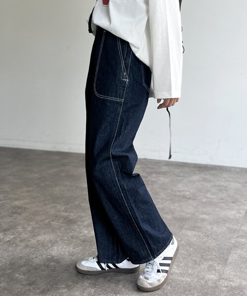 CPCM（シーピーシーエム）の「USAコットンランチパンツ（デニムパンツ・レディース・ネイビー/サックスブルー/ブルー・LARGE/MEDIUM）」の14枚目の写真