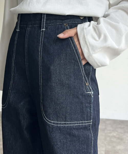 CPCM（シーピーシーエム）の「USAコットンランチパンツ（デニムパンツ・レディース・ネイビー/サックスブルー/ブルー・LARGE/MEDIUM）」の21枚目の写真