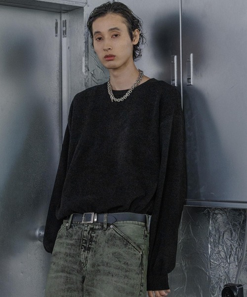 HARE(ハレ)の「シルキーSOFTモールニットプルオーバー(HARE)(ニット/セーター・メンズ・ブラック/グレー/レッド・SMALL/MEDIUM)」の8枚目の写真