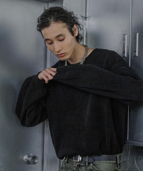 HARE(ハレ)の「シルキーSOFTモールニットプルオーバー(HARE)(ニット/セーター・メンズ・ブラック/グレー/レッド・SMALL/MEDIUM)」の7枚目の写真