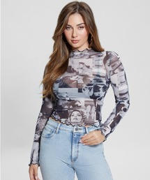 Guess | LS Adriana Mesh Top トップス カットソー レディース(Tシャツ/カットソー)