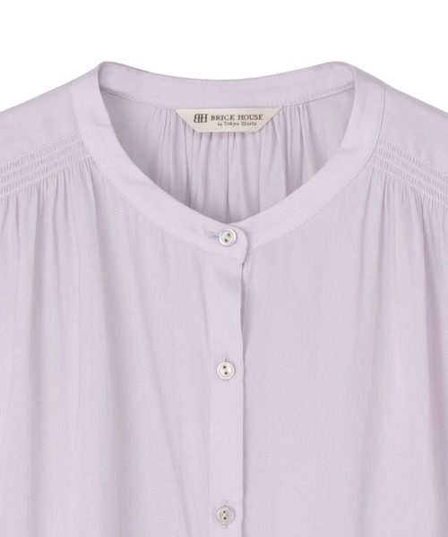 TOKYO SHIRTS（トウキョウシャツ）の「ビンテージデシン生地 バンドカラー長袖ブラウス（シャツ/ブラウス・レディース・ネイビー/パープル・L/M）」の8枚目の写真