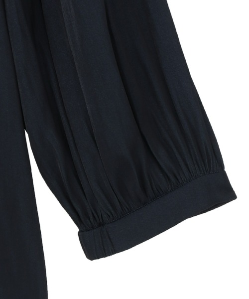 TOKYO SHIRTS（トウキョウシャツ）の「ビンテージデシン生地 バンドカラー長袖ブラウス（シャツ/ブラウス・レディース・ネイビー/パープル・L/M）」の5枚目の写真