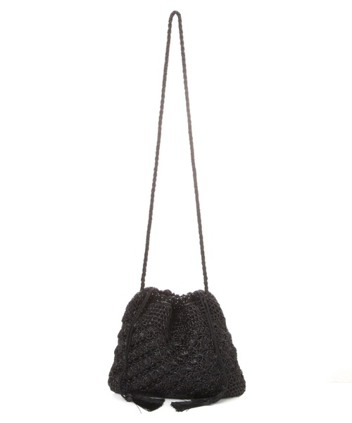 BAYFLOW(ベイフロー)の「ラメアミ巾着ショルダー(ショルダーバッグ・レディース・ブラック/シルバー・FREE)」の3枚目の写真