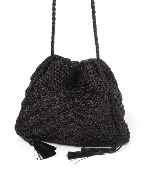 BAYFLOW(ベイフロー)の「ラメアミ巾着ショルダー(ショルダーバッグ・レディース・ブラック/シルバー・FREE)」の4枚目の写真