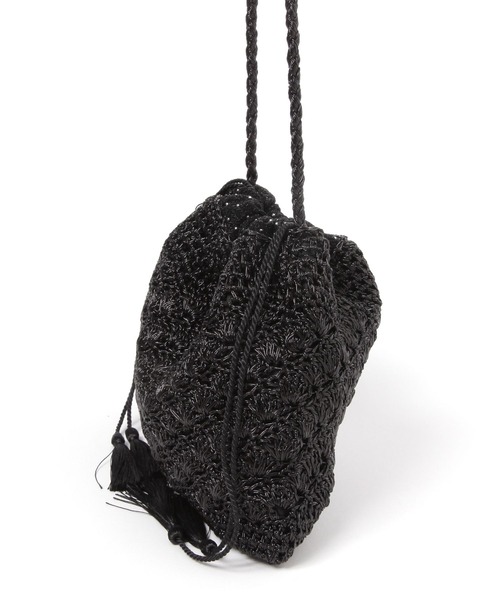 BAYFLOW(ベイフロー)の「ラメアミ巾着ショルダー(ショルダーバッグ・レディース・ブラック/シルバー・FREE)」の5枚目の写真