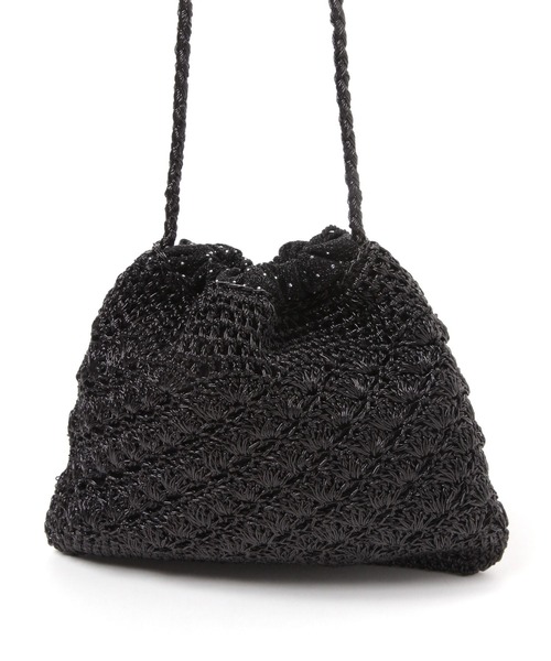 BAYFLOW(ベイフロー)の「ラメアミ巾着ショルダー(ショルダーバッグ・レディース・ブラック/シルバー・FREE)」の6枚目の写真