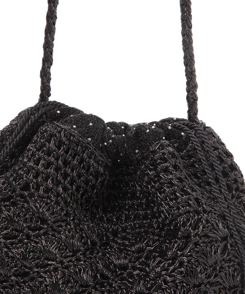 BAYFLOW(ベイフロー)の「ラメアミ巾着ショルダー(ショルダーバッグ・レディース・ブラック/シルバー・FREE)」の9枚目の写真