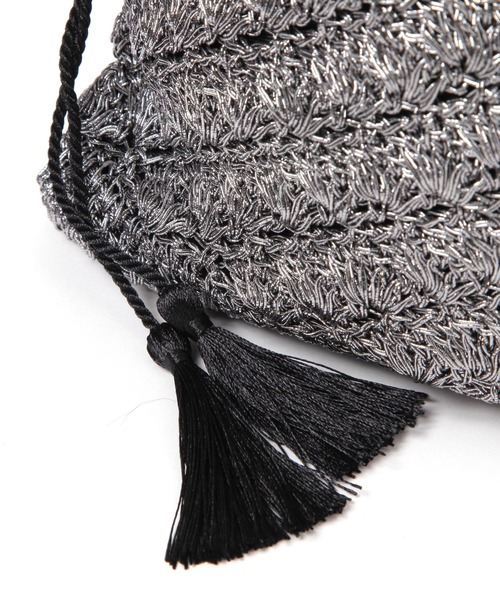 BAYFLOW(ベイフロー)の「ラメアミ巾着ショルダー(ショルダーバッグ・レディース・ブラック/シルバー・FREE)」の8枚目の写真