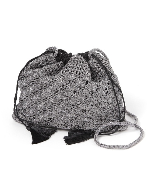 BAYFLOW(ベイフロー)の「ラメアミ巾着ショルダー(ショルダーバッグ・レディース・ブラック/シルバー・FREE)」の15枚目の写真