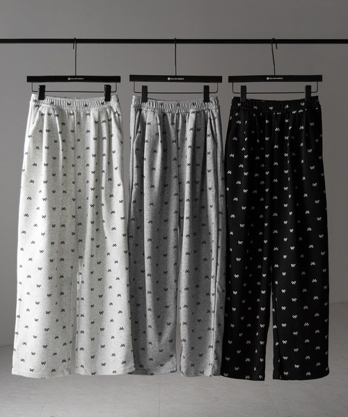 me+em select（ミームセレクト）の「※※【 ３color ／ ３size 】リボンワイドイージースウェットパンツ ／ ribbon wide easy sweat pants（スウェットパンツ・レディース・ブラック/ライトグレー/ダークグレー・SMALL/MEDIUM/LARGE）」の5枚目の写真