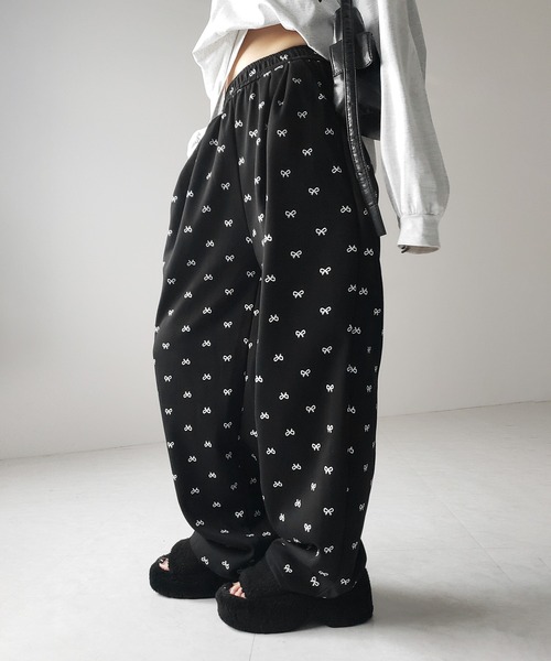me+em select（ミームセレクト）の「※※【 ３color ／ ３size 】リボンワイドイージースウェットパンツ ／ ribbon wide easy sweat pants（スウェットパンツ・レディース・ブラック/ライトグレー/ダークグレー・SMALL/MEDIUM/LARGE）」の17枚目の写真