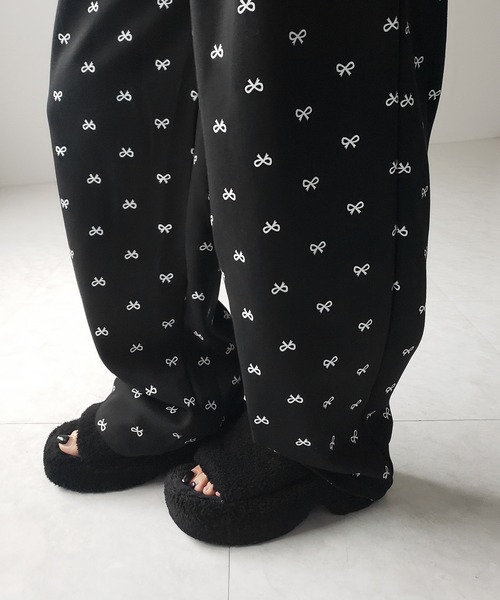 me+em select（ミームセレクト）の「※※【 ３color ／ ３size 】リボンワイドイージースウェットパンツ ／ ribbon wide easy sweat pants（スウェットパンツ・レディース・ブラック/ライトグレー/ダークグレー・SMALL/MEDIUM/LARGE）」の20枚目の写真