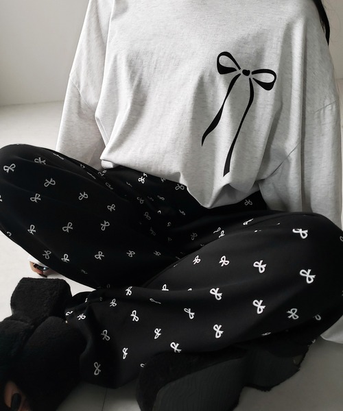 me+em select（ミームセレクト）の「※※【 ３color ／ ３size 】リボンワイドイージースウェットパンツ ／ ribbon wide easy sweat pants（スウェットパンツ・レディース・ブラック/ライトグレー/ダークグレー・SMALL/MEDIUM/LARGE）」の21枚目の写真