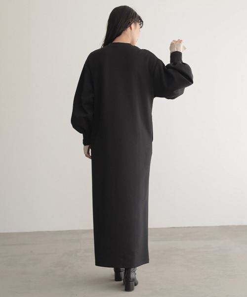 for/c（フォーシー）の「[低身長/高身長向けサイズ有]ヘンリーネックダンボールワンピース【サスティナブル】（ワンピース・レディース・ネイビー/ブラック・L/M/MP/TM）」の11枚目の写真