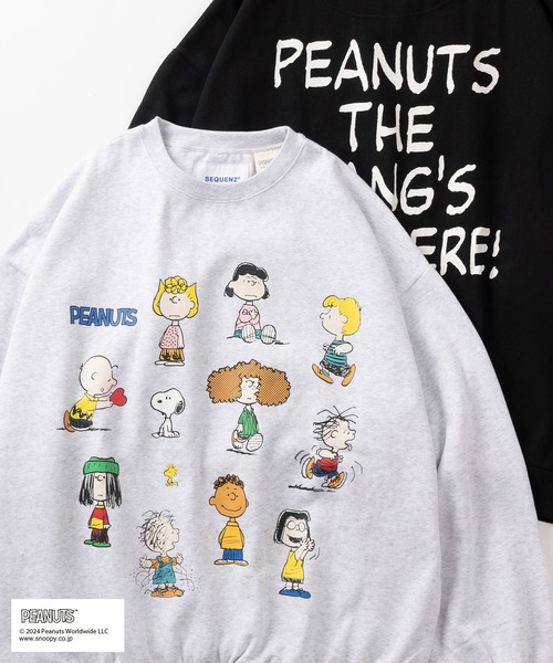 トレーナー スウェット 「0」「PEANUTS/ピーナッツ」ALLキャラクターイラスト＆バックBIGロゴ プリントデザイン ビッグシルエット クルーネ セール】【0】【PEANUTS/ピーナッツ】ALLキャラクターイラスト