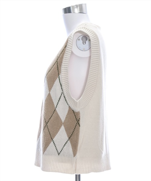 clear（クリア）の「アーガイル柄ベスト [大人 カジュアル 着回し力抜群]≪再入荷≫（ベスト・レディース・ベージュ/ネイビー/アイボリー・F）」の11枚目の写真
