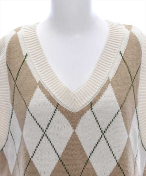 clear（クリア）の「アーガイル柄ベスト [大人 カジュアル 着回し力抜群]≪再入荷≫（ベスト・レディース・ベージュ/ネイビー/アイボリー・F）」の14枚目の写真