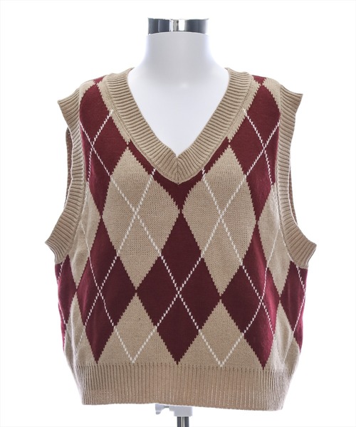 clear（クリア）の「アーガイル柄ベスト [大人 カジュアル 着回し力抜群]≪再入荷≫（ベスト・レディース・ベージュ/ネイビー/アイボリー・F）」の16枚目の写真